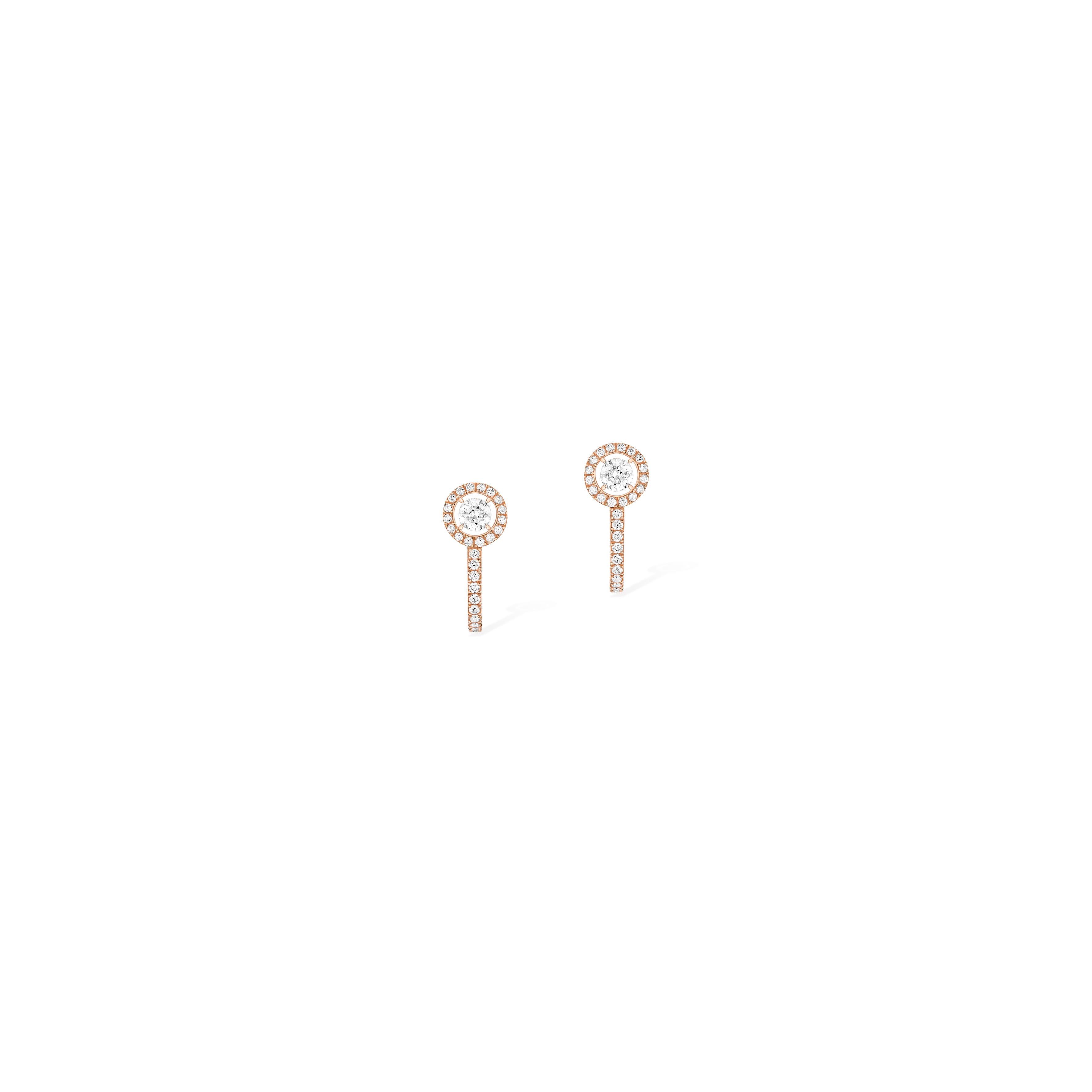 Joy Hoop Round Diamonds 2x0.10ct Pink Gold Earrings