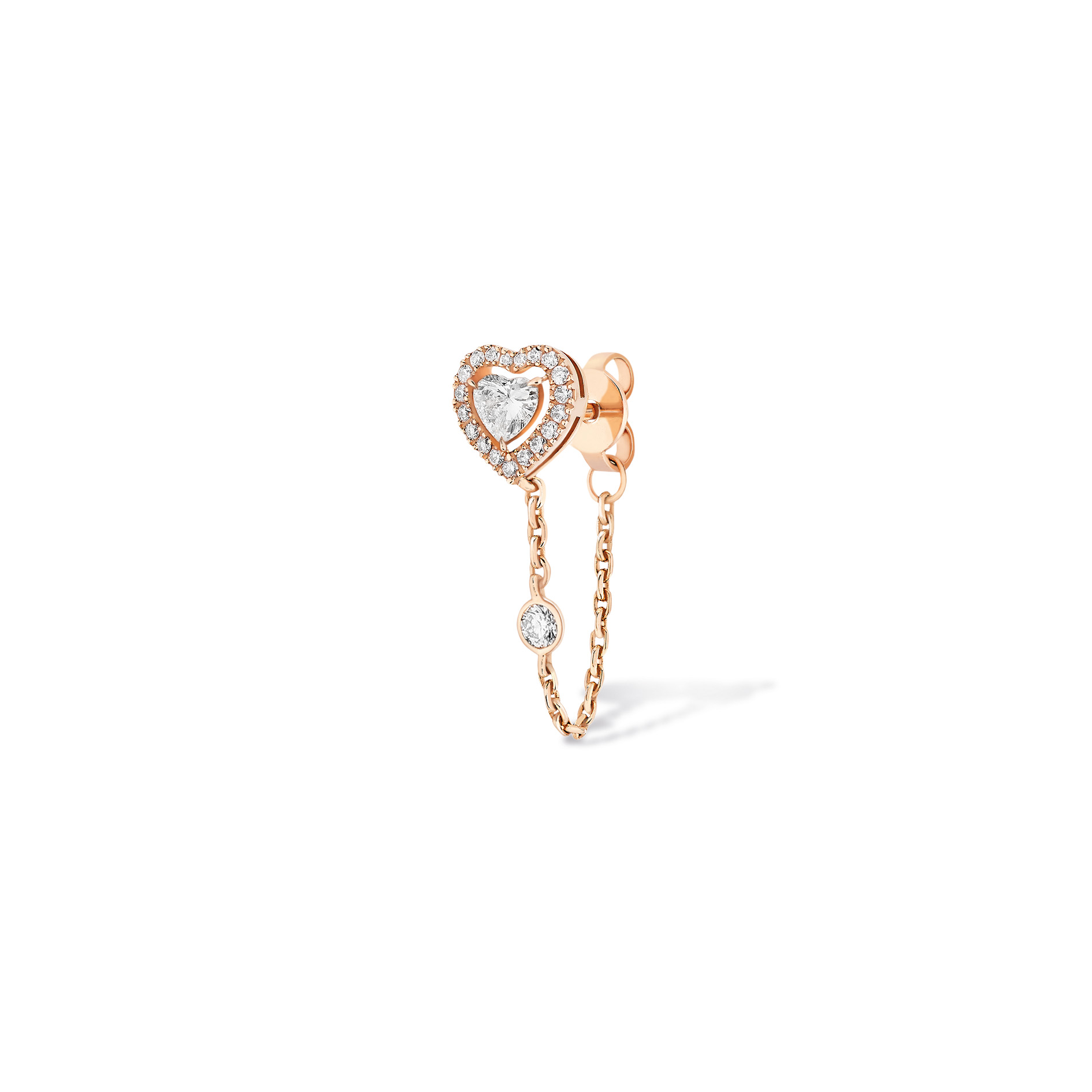 Joy Cœur 0.15ct Single Diamond Pink Gold Chain Earring