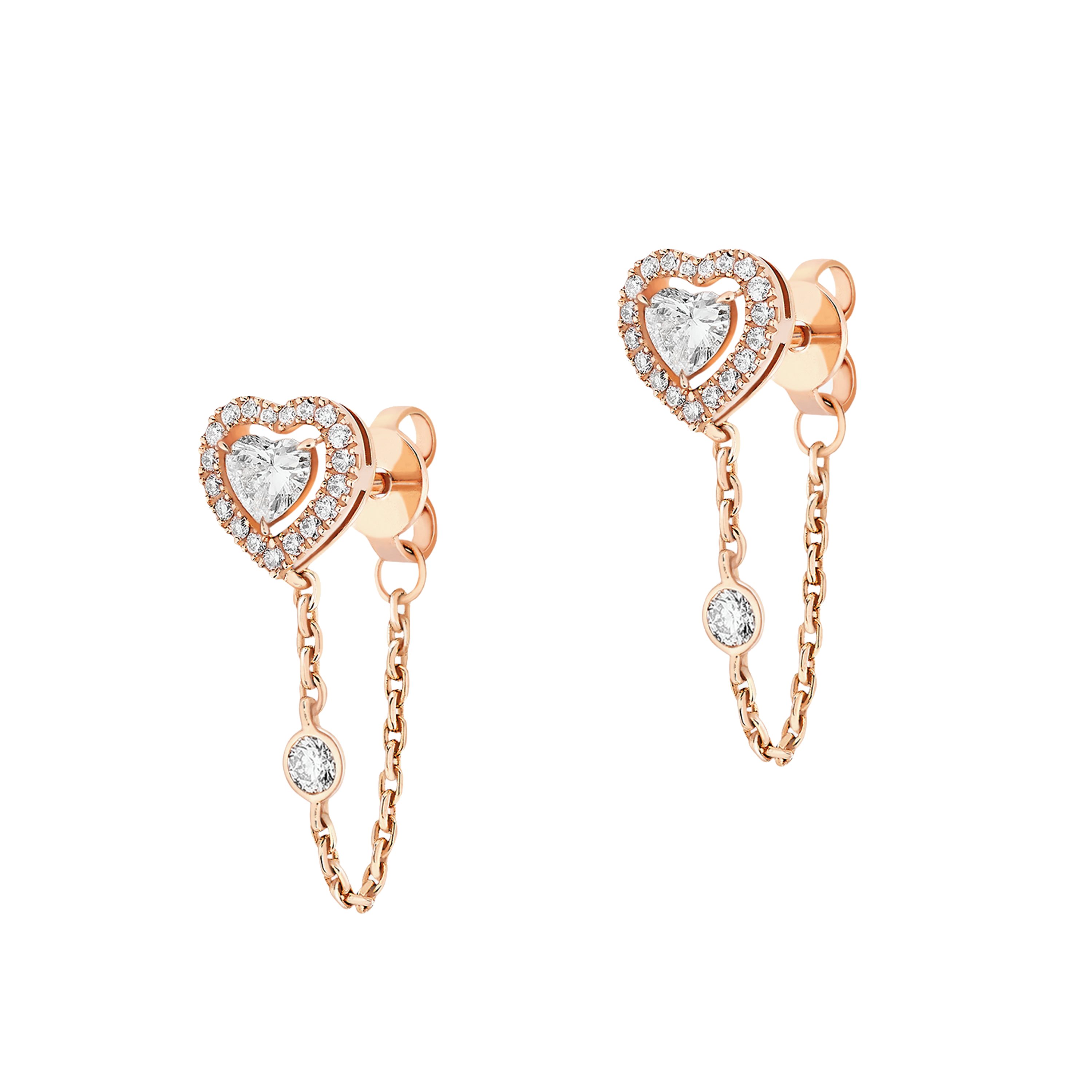 Joy Cœur 0.15ct Diamond Heart Pink Gold Stud Earring