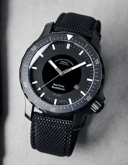 Men's watch / unisex  MÜHLE-GLASHÜTTE, Sea-Timer BlackMotion / 44mm, SKU: M1-41-83-CB | dimax.lv