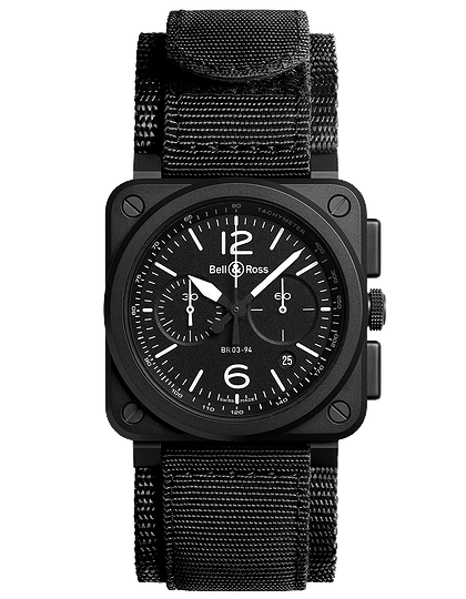 Men's watch / unisex  BELL & ROSS, BR 03-94 Black Matte / 42mm, SKU: BR0394-BL-CE | dimax.lv