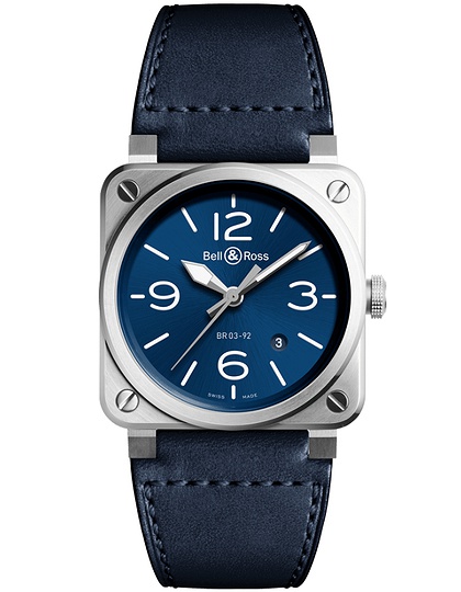 Men's watch / unisex  BELL & ROSS, BR 03-92 Blue Steel / 42mm, SKU: BR0392-BLU-ST/SCA | dimax.lv