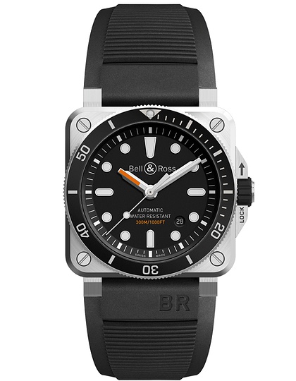 Мужские часы / унисекс  BELL & ROSS, BR 03-92 Diver / 42mm, SKU: BR0392-D-BL-ST/SRB | dimax.lv