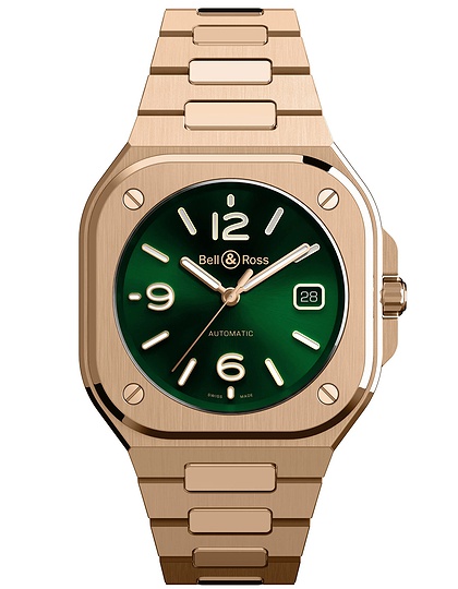 Men's watch / unisex  BELL & ROSS, BR 05 Green Gold / 40mm, SKU: BR05A-GN-PG/SPG | dimax.lv