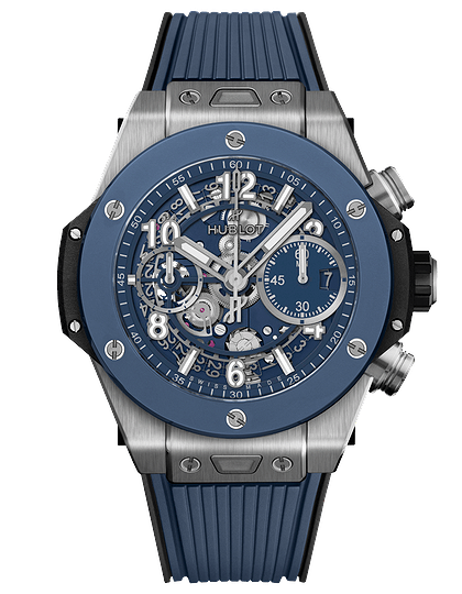 Men's watch / unisex  HUBLOT, Big Bang Unico Titanium Blue Ceramic / 42mm, SKU: 441.NL.5171.RX | dimax.lv
