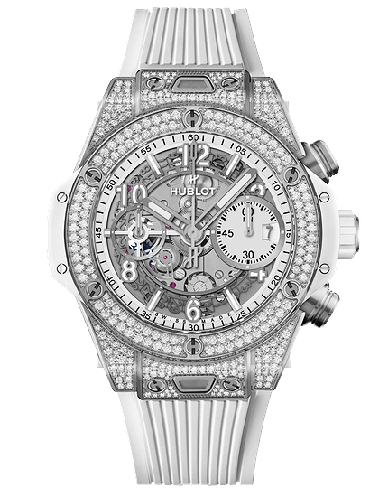 Men's watch / unisex  HUBLOT, Big Bang Unico Titanium White Pave / 42mm, SKU: 441.NE.2011.RW.1704 | dimax.lv