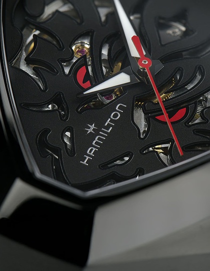 Men's watch / unisex  HAMILTON, Ventura Elvis80 Skeleton Auto / 42,5mm x 44,6mm, SKU: H24535332 | dimax.lv