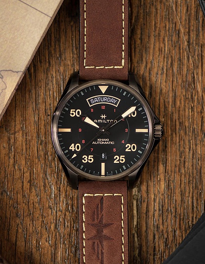 Men's watch / unisex  HAMILTON, Khaki Aviation Day Date Auto / 42mm, SKU: H64605531 | dimax.lv