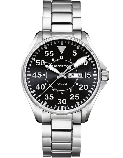 Мужские часы / унисекс  HAMILTON, Khaki Aviation Pilot Day Date Quartz / 42mm, SKU: H64611135 | dimax.lv