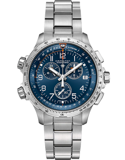 Men's watch / unisex  HAMILTON, Khaki Aviation X-Wind GMT Chrono Quartz / 46mm, SKU: H77922141 | dimax.lv