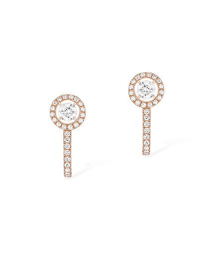 Sieviešu juvelierizstrādājumi  MESSIKA, Joy Hoop Round Diamonds 2x0.10ct Pink Gold Earrings, SKU: 07482-PG | dimax.lv