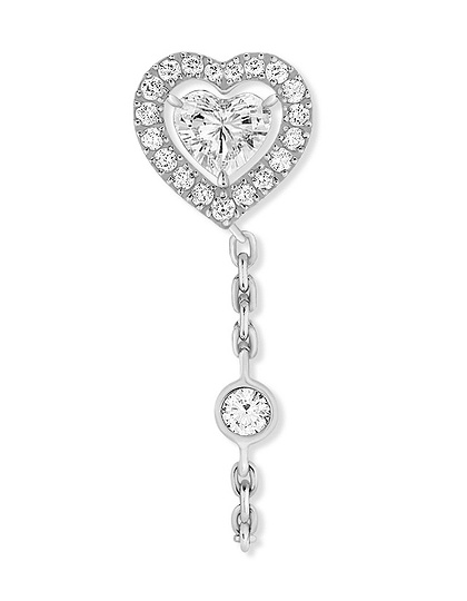 Women Jewellery  MESSIKA, Joy Cœur 0.15ct Single Diamond White Gold Chain Earring, SKU: 11557-WG | dimax.lv