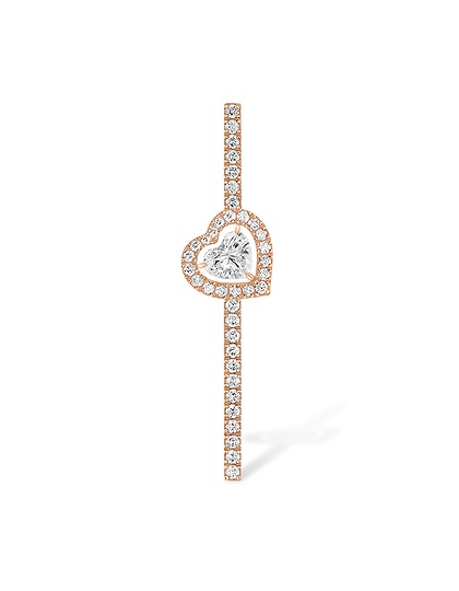 Sieviešu juvelierizstrādājumi  MESSIKA, Joy Cœur 0.15ct Single Pavé-Set Diamond Pink Gold Earring, SKU: 11433-PG | dimax.lv