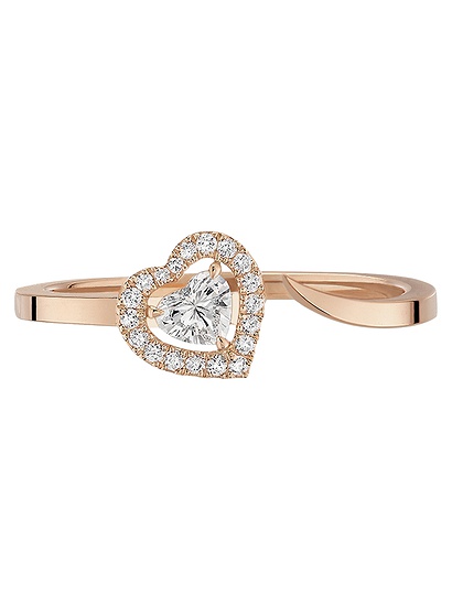 Sieviešu juvelierizstrādājumi  MESSIKA, Joy Cœur 0.15ct Diamond Pink Gold Ring, SKU: 11439-PG | dimax.lv