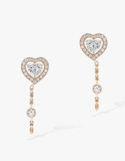 Sieviešu juvelierizstrādājumi  MESSIKA, Joy Cœur 0.15ct Diamond Heart Pink Gold Stud Earring, SKU: 11795-PG | dimax.lv