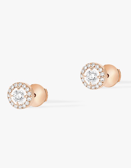 Женские ювелирные изделия  MESSIKA, Joy Round 2x0.10ct Diamonds Pink Gold Earrings, SKU: 06991-PG | dimax.lv