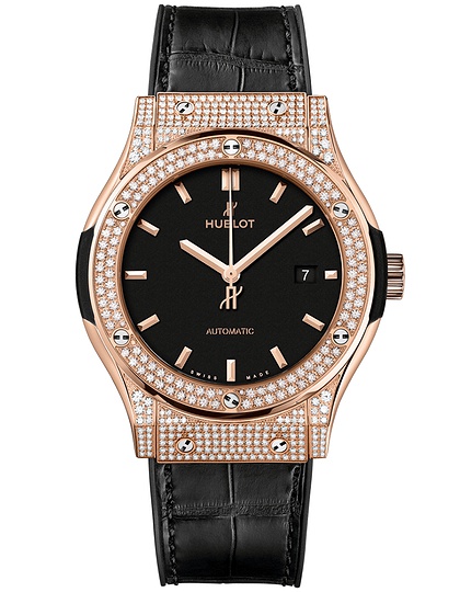 Men's watch / unisex  HUBLOT, Classic Fusion King Gold Pave / 42mm, SKU: 542.OX.1181.LR.1704 | dimax.lv