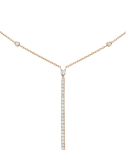 Sieviešu juvelierizstrādājumi  MESSIKA, Gatsby Vertical Bar Pink Gold Diamond Necklace, SKU: 05448-PG | dimax.lv