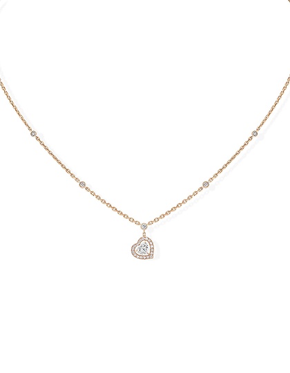 Sieviešu juvelierizstrādājumi  MESSIKA, Joy Cœur 0.15ct Diamond Pink Gold Necklace, SKU: 11437-PG | dimax.lv