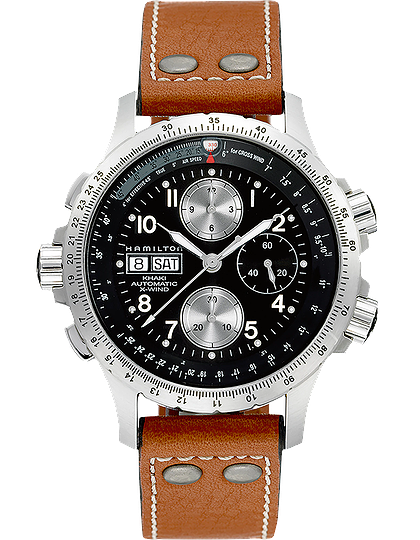 Men's watch / unisex  HAMILTON, Khaki Aviation X-Wind Auto Chrono / 44mm, SKU: H77616533 | dimax.lv