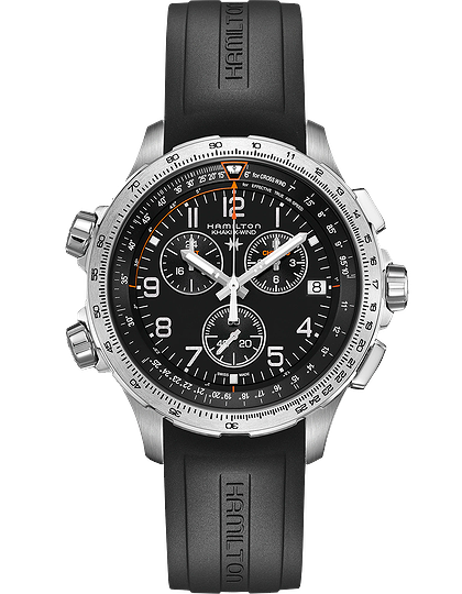 Мужские часы / унисекс  HAMILTON, Khaki Aviation X-Wind GMT Chrono Quartz / 46mm, SKU: H77912335 | dimax.lv