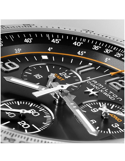 Vīriešu pulkstenis / unisex  HAMILTON, Khaki Aviation X-Wind GMT Chrono Quartz / 46mm, SKU: H77912335 | dimax.lv
