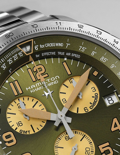 Men's watch / unisex HAMILTON, Khaki Aviation X-Wind GMT Chrono