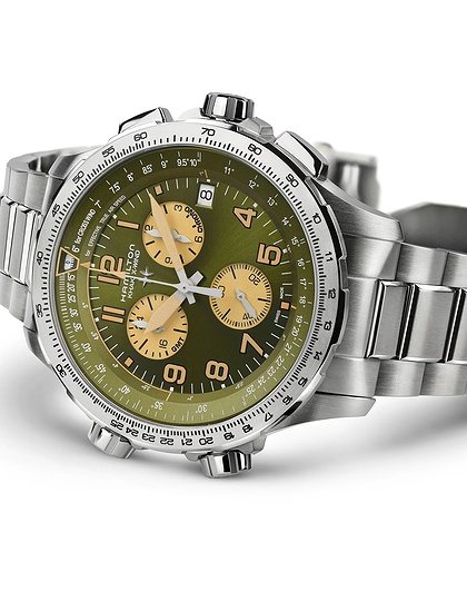 Vīriešu pulkstenis / unisex  HAMILTON, Khaki Aviation X-Wind GMT Chrono Quartz / 46mm, SKU: H77932160 | dimax.lv
