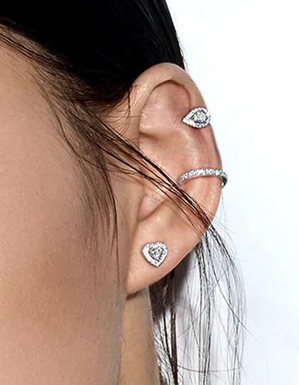 Sieviešu juvelierizstrādājumi  MESSIKA, Joy Cœur 0.15ct Diamond White Gold Stud Earring, SKU: 11562-WG | dimax.lv