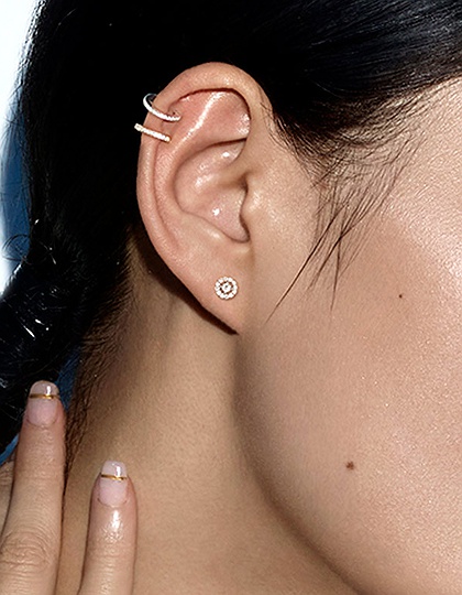 Sieviešu juvelierizstrādājumi  MESSIKA, Joy Round 2x0.10ct Diamonds Pink Gold Earrings, SKU: 06991-PG | dimax.lv