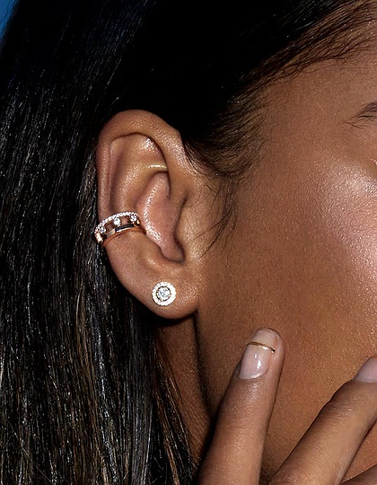 Sieviešu juvelierizstrādājumi  MESSIKA, Joy Round 2x0.25ct Diamonds Pink Gold Studs Earrings, SKU: 04445-PG | dimax.lv
