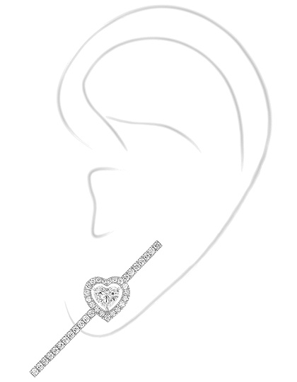 Женские ювелирные изделия  MESSIKA, Joy Cœur 0.15ct Single Pavé-Set Diamond White Gold Earring, SKU: 11433-WG | dimax.lv