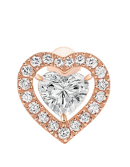 Женские ювелирные изделия  MESSIKA, Joy Cœur 0.15ct Diamond Pink Gold Stud Earring, SKU: 11562-PG | dimax.lv
